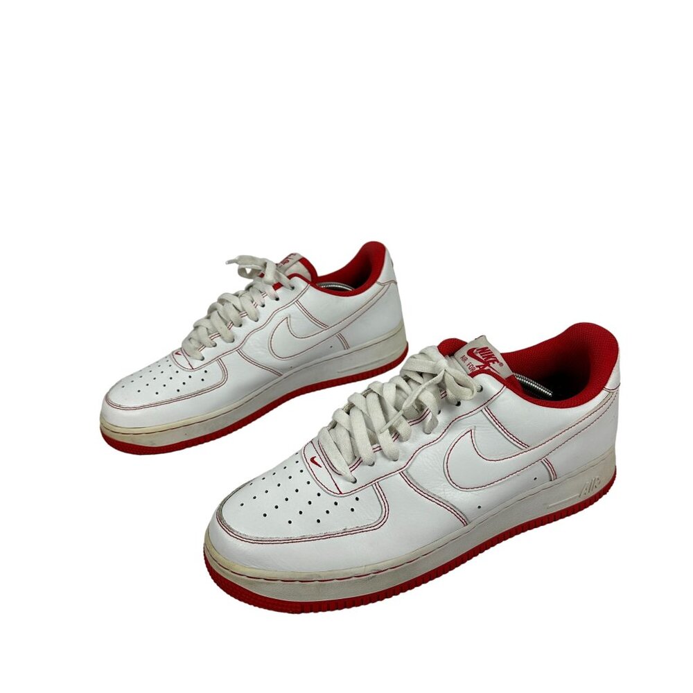 Nike Air Force 1 Mens Size 11.5 White & Red Leather Sneakers